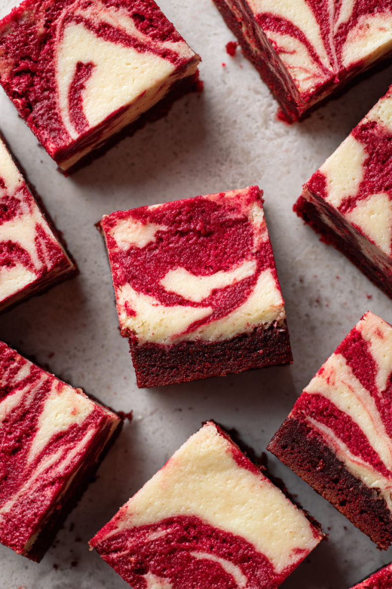 strawberry red velvet swirl bars on tray