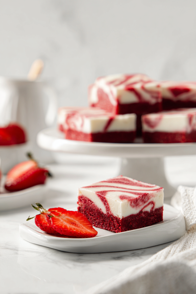 plated strawberry red velvet swirl bars