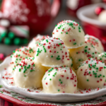 No-Bake Christmas Cheesecake Bites on holiday platter