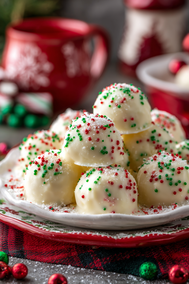 No-Bake Christmas Cheesecake Bites on holiday platter